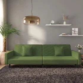 2-seater sofa bed with two dark green velvet pillows by , Sofas - Ref: Foro24-375920, Price: 266,76 €, Discount: %
