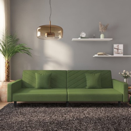 Sofá cama de 2 plazas con dos almohadas terciopelo verde oscuro de , Sofás - Ref: Foro24-375920, Precio: 268,84 €, Descuento: %