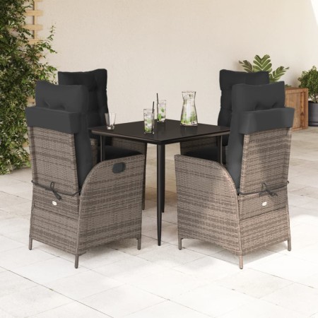 Set comedor de jardín 5 piezas con cojines ratán sintético gris en Conjuntos de jardín | Comprar online en Foru.es