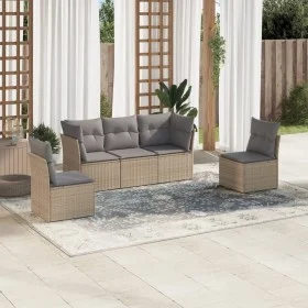 Juego de sofás jardín con cojines 5 pzas ratán sintético beige de , Conjuntos de jardín - Ref: Foro24-3217349, Precio: 314,52...