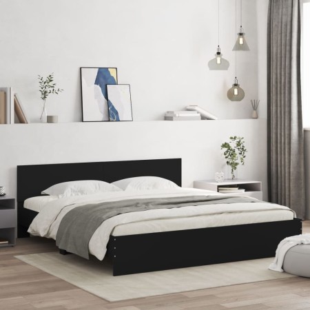 Estructura de cama con cabecero negra 200x200 cm de , Camas y somieres - Ref: Foro24-3207456, Precio: 194,56 €, Descuento: %
