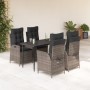 Set comedor de jardín 5 piezas con cojines ratán sintético gris en Conjuntos de jardín | Comprar online en Foru.es