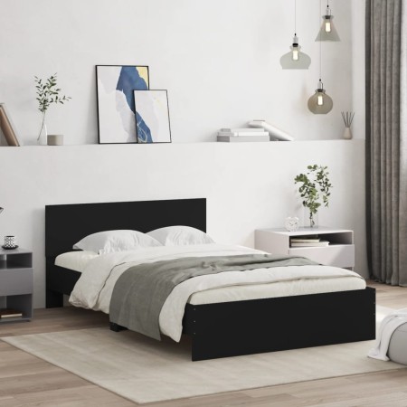 Estructura de cama con cabecero negro 135x190 cm de , Camas y somieres - Ref: Foro24-3207505, Precio: 165,61 €, Descuento: %