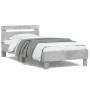 Estructura de cama cabecero luces LED gris hormigón 100x200 cm de , Camas y somieres - Ref: Foro24-838711, Precio: 119,95 €, ...