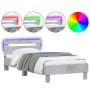 Estructura de cama cabecero luces LED gris hormigón 100x200 cm de , Camas y somieres - Ref: Foro24-838711, Precio: 119,95 €, ...