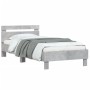 Estructura de cama cabecero luces LED gris hormigón 100x200 cm de , Camas y somieres - Ref: Foro24-838711, Precio: 119,95 €, ...