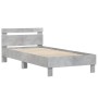 Estructura de cama cabecero luces LED gris hormigón 100x200 cm de , Camas y somieres - Ref: Foro24-838711, Precio: 119,95 €, ...