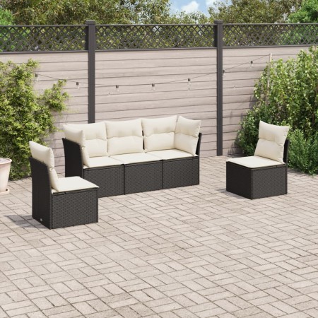 Set de muebles de jardín 5 pzas y cojines ratán sintético negro de , Conjuntos de jardín - Ref: Foro24-3217346, Precio: 281,8...