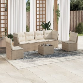 Set sofás de jardín 7 piezas y cojines ratán sintético beige de , Conjuntos de jardín - Ref: Foro24-3217378, Precio: 433,08 €...