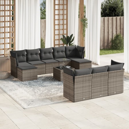 Set de sofás de jardín 10 pzas con cojines ratán sintético gris de , Conjuntos de jardín - Ref: Foro24-3218330, Precio: 560,2...
