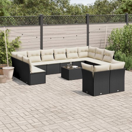 Set de sofás de jardín y cojines 13 pzas ratán sintético negro de , Conjuntos de jardín - Ref: Foro24-3218436, Precio: 724,08...