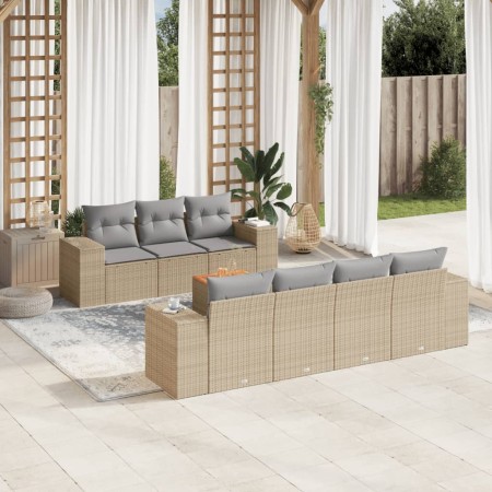 Juego de sofás de jardín con cojines beige 8 pzas ratán PE de , Conjuntos de jardín - Ref: Foro24-3257683, Precio: 563,32 €, ...