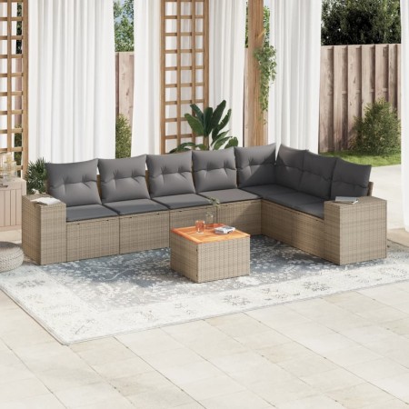 Juego de sofás de jardín con cojines beige 8 pzas ratán PE de , Conjuntos de jardín - Ref: Foro24-3257809, Precio: 523,43 €, ...