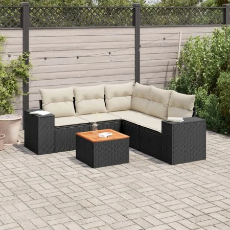 6-piece garden sofa set and black synthetic rattan cushions by , Garden sets - Ref: Foro24-3257771, Price: 378,19 €, Discount: %
