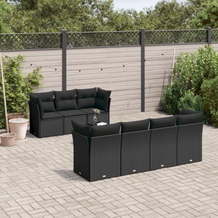 Set de sofás de jardín 8 piezas y cojines ratán sintético negro de , Conjuntos de jardín - Ref: Foro24-3249114, Precio: 519,7...