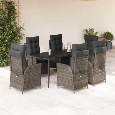 Set comedor jardín 7 pzas y cojines ratán sintético gris en Conjuntos de jardín | Comprar online en Foru.es