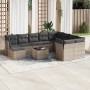 Set de sofás de jardín 11 pzas y cojines ratán sintético gris de , Conjuntos de jardín - Ref: Foro24-3218600, Precio: 609,22 ...