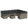 Set de sofás de jardín 11 pzas y cojines ratán sintético gris de , Conjuntos de jardín - Ref: Foro24-3218600, Precio: 609,22 ...
