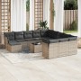 Set sofás de jardín con cojines 13 piezas ratán sintético gris de , Conjuntos de jardín - Ref: Foro24-3218640, Precio: 780,55...