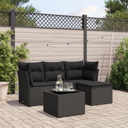 Set de muebles de jardín 5 pzas y cojines ratán sintético negro de , Conjuntos de jardín - Ref: Foro24-3217545, Precio: 285,1...