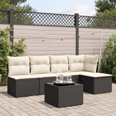 Set de sofás de jardín 6 piezas y cojines ratán sintético negro de , Conjuntos de jardín - Ref: Foro24-3217526, Precio: 289,9...