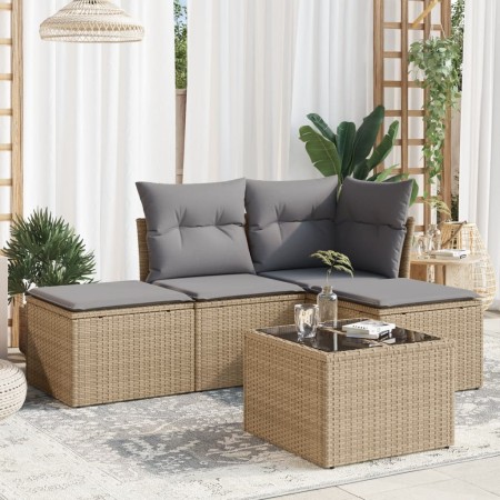 Juego de sofás jardín con cojines 5 pzas ratán sintético beige de , Conjuntos de jardín - Ref: Foro24-3217489, Precio: 260,74...