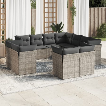 Set de sofás de jardín 11 pzas y cojines ratán sintético gris de , Conjuntos de jardín - Ref: Foro24-3218510, Precio: 726,77 ...