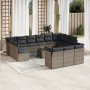 Set de sofás de jardín 14 pzas con cojines ratán sintético gris de , Conjuntos de jardín - Ref: Foro24-3218460, Precio: 828,6...