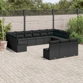 Set de sofás de jardín y cojines 13 pzas ratán sintético negro de , Conjuntos de jardín - Ref: Foro24-3218385, Precio: 783,38...