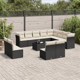 Set de sofás de jardín y cojines 13 pzas ratán sintético negro de , Conjuntos de jardín - Ref: Foro24-3218476, Precio: 716,57...