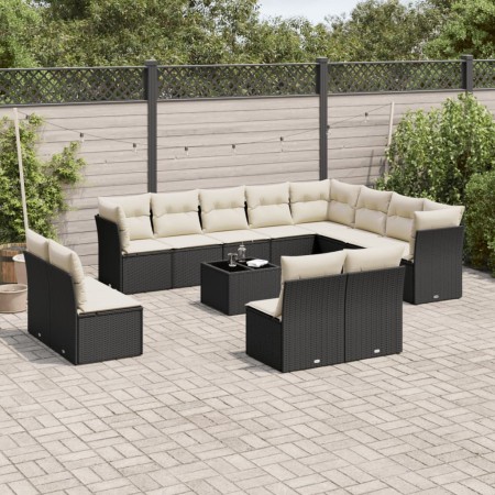 Set de sofás de jardín y cojines 13 pzas ratán sintético negro de , Conjuntos de jardín - Ref: Foro24-3218476, Precio: 716,57...