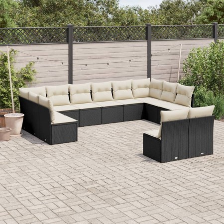 Set de sofás de jardín 12 piezas cojines ratán sintético negro de , Conjuntos de jardín - Ref: Foro24-3218366, Precio: 602,63...