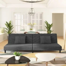 Sofá cama de 2 plazas con dos almohadas terciopelo gris oscuro de , Sofás - Ref: Foro24-375911, Precio: 246,96 €, Descuento: %