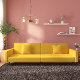 Sofá cama de 2 plazas con dos almohadas terciopelo amarillo de , Sofás - Ref: Foro24-375924, Precio: 277,65 €, Descuento: %