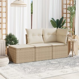 Juego de sofás de jardín con cojines beige 3 pzas ratán PE de , Conjuntos de jardín - Ref: Foro24-3217468, Precio: 186,88 €, ...
