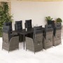 Set comedor jardín 9 pzas y cojines ratán sintético gris en Conjuntos de jardín | Comprar online en Foru.es