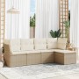 Juego de sofás jardín con cojines 5 pzas ratán sintético beige de , Conjuntos de jardín - Ref: Foro24-3217558, Precio: 310,79...