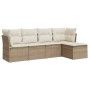 Juego de sofás jardín con cojines 5 pzas ratán sintético beige de , Conjuntos de jardín - Ref: Foro24-3217558, Precio: 310,79...