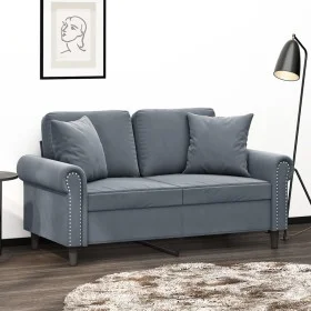 Sofá de 2 plazas con cojines terciopelo gris oscuro 120 cm de , Sofás - Ref: Foro24-3200936, Precio: 288,48 €, Descuento: %