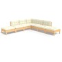 Muebles de jardín 7 piezas cojines madera de pino color crema de , Conjuntos de jardín - Ref: Foro24-3096322, Precio: 585,82 ...