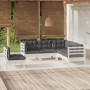 Muebles de jardín 5 pzas con cojines blanco madera de pino de , Conjuntos de jardín - Ref: Foro24-3096407, Precio: 468,08 €, ...