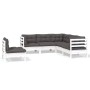 Muebles de jardín 5 pzas con cojines blanco madera de pino de , Conjuntos de jardín - Ref: Foro24-3096407, Precio: 468,08 €, ...
