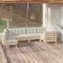 Muebles de jardín 6 pzas y cojines madera maciza de pino crema de , Conjuntos de jardín - Ref: Foro24-3096418, Precio: 539,31...