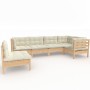 Muebles de jardín 6 pzas y cojines madera maciza de pino crema de , Conjuntos de jardín - Ref: Foro24-3096418, Precio: 539,31...