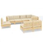 Muebles de jardín 8 pzas y cojines madera maciza de pino crema de , Conjuntos de jardín - Ref: Foro24-3096466, Precio: 729,00...