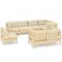Muebles de jardín 8 pzas y cojines madera maciza de pino crema de , Conjuntos de jardín - Ref: Foro24-3096514, Precio: 748,34...