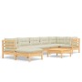 Muebles de jardín 8 pzas y cojines madera maciza de pino crema de , Conjuntos de jardín - Ref: Foro24-3096556, Precio: 751,52...