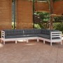 Muebles de jardín 6 pzas y cojines blanco madera maciza de pino de , Conjuntos de jardín - Ref: Foro24-3096684, Precio: 561,2...