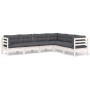 Muebles de jardín 6 pzas y cojines blanco madera maciza de pino de , Conjuntos de jardín - Ref: Foro24-3096684, Precio: 561,2...