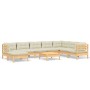 Muebles de jardín 9 pzas y cojines madera maciza de pino crema de , Conjuntos de jardín - Ref: Foro24-3096665, Precio: 794,10...